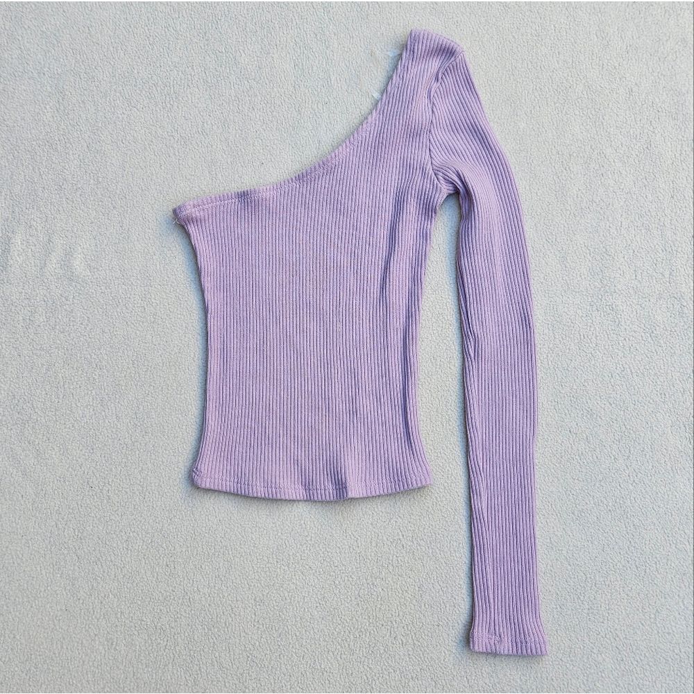RSQ One-Shoulder Ribbed Top in Lavender Size XS